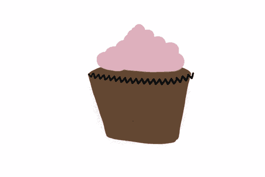 Chocolate cupcake with strawberry icing GIF
